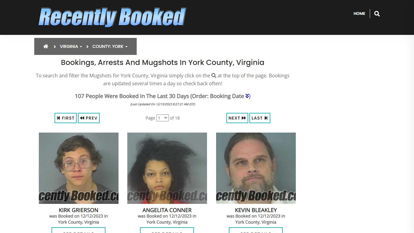 Recent bookings, Arrests, Mugshots in York County, Virginia